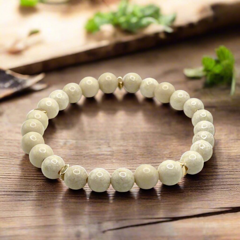 Riverstone Gold Beaded Stretch Bracelet